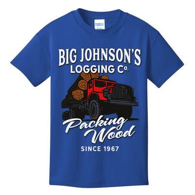 Big JohnsonS Logging Co. Packing Wood Funny Logger Kids T-Shirt
