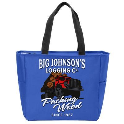 Big JohnsonS Logging Co. Packing Wood Funny Logger Zip Tote Bag