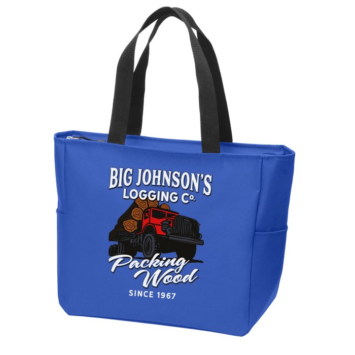Big JohnsonS Logging Co. Packing Wood Funny Logger Zip Tote Bag