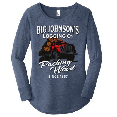 Big JohnsonS Logging Co. Packing Wood Funny Logger Women's Perfect Tri Tunic Long Sleeve Shirt