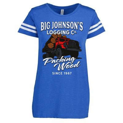 Big JohnsonS Logging Co. Packing Wood Funny Logger Enza Ladies Jersey Football T-Shirt