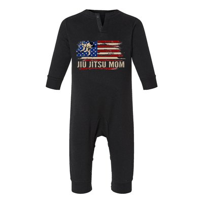 Bjj Jiujitsu Mom American Usa Flag Sports Infant Fleece One Piece