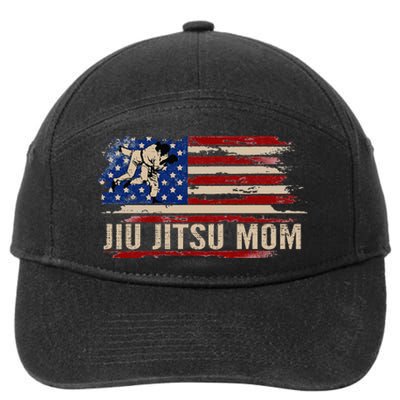 Bjj Jiujitsu Mom American Usa Flag Sports 7-Panel Snapback Hat