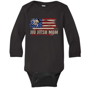 Bjj Jiujitsu Mom American Usa Flag Sports Baby Long Sleeve Bodysuit