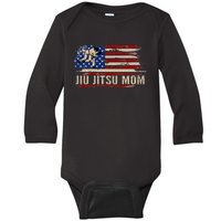 Bjj Jiujitsu Mom American Usa Flag Sports Baby Long Sleeve Bodysuit