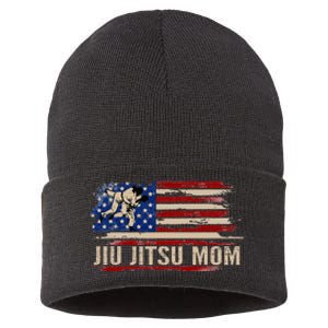 Bjj Jiujitsu Mom American Usa Flag Sports Sustainable Knit Beanie