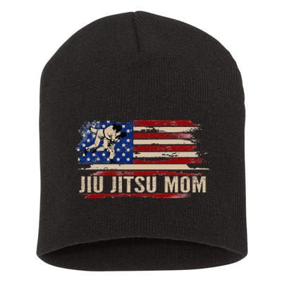 Bjj Jiujitsu Mom American Usa Flag Sports Short Acrylic Beanie