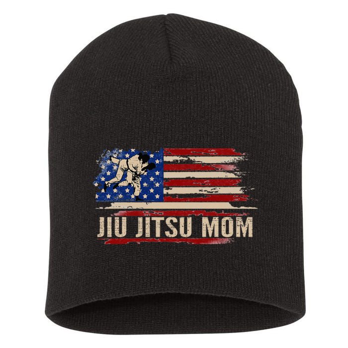 Bjj Jiujitsu Mom American Usa Flag Sports Short Acrylic Beanie