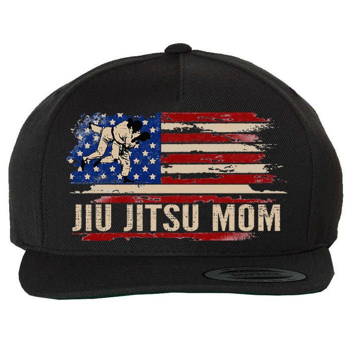 Bjj Jiujitsu Mom American Usa Flag Sports Wool Snapback Cap