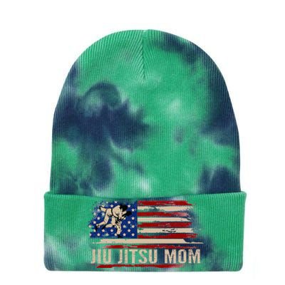 Bjj Jiujitsu Mom American Usa Flag Sports Tie Dye 12in Knit Beanie