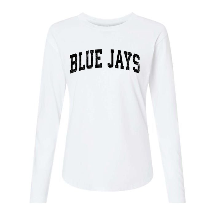 Blue Jays Mascot Vintage Athletic Sports Name Design V Neck Womens Cotton Relaxed Long Sleeve T-Shirt