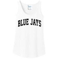 Blue Jays Mascot Vintage Athletic Sports Name Design V Neck Ladies Essential Tank