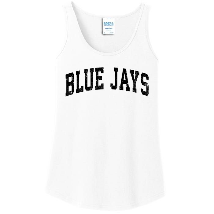 Blue Jays Mascot Vintage Athletic Sports Name Design V Neck Ladies Essential Tank