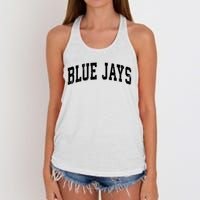 Blue Jays Mascot Vintage Athletic Sports Name Design V Neck Women's Knotted Racerback Tank