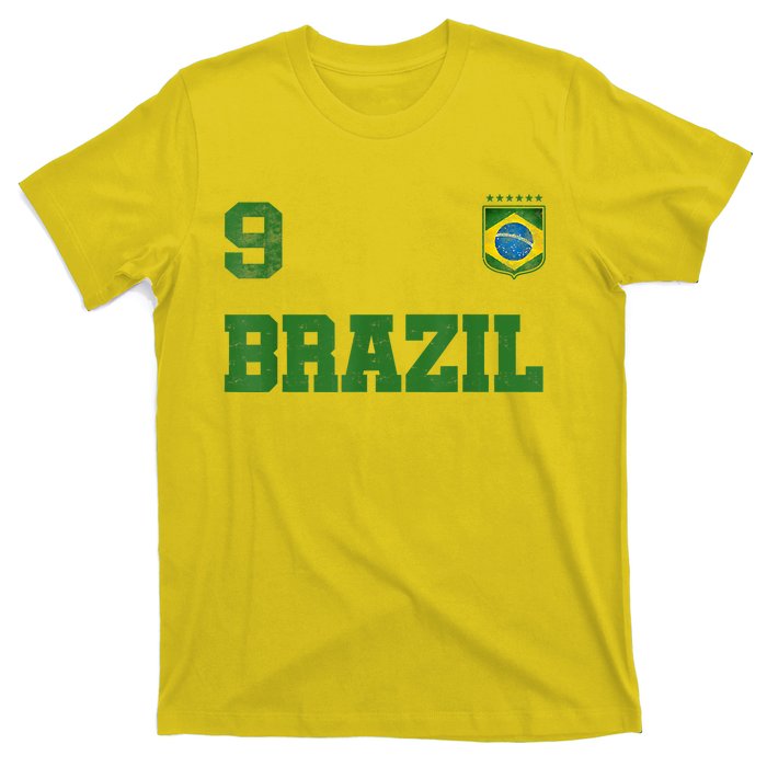 Brazil Jersey Number Nine Brazilian Futebol Soccer T-Shirt