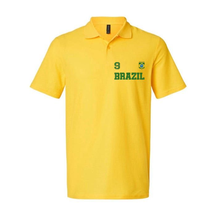 Brazil Jersey Number Nine Brazilian Futebol Soccer Softstyle Adult Sport Polo