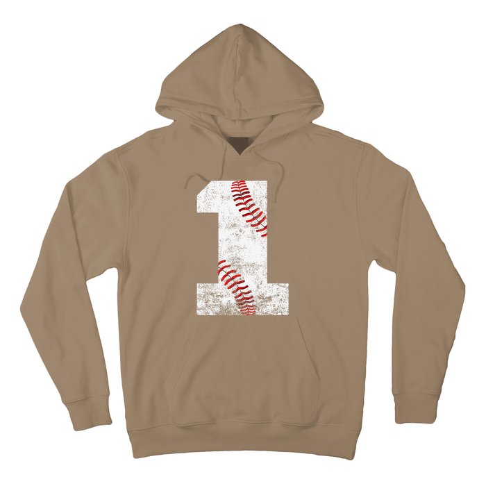 Baseball Jersey Number 1 Vintage 1st Birthday Hoodie