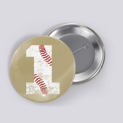 Baseball Jersey Number 1 Vintage 1st Birthday Button
