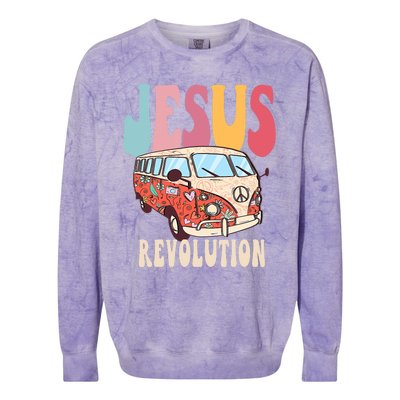 Boho Jesus Revolution, Christian Faith Based Jesus Costume Colorblast Crewneck Sweatshirt