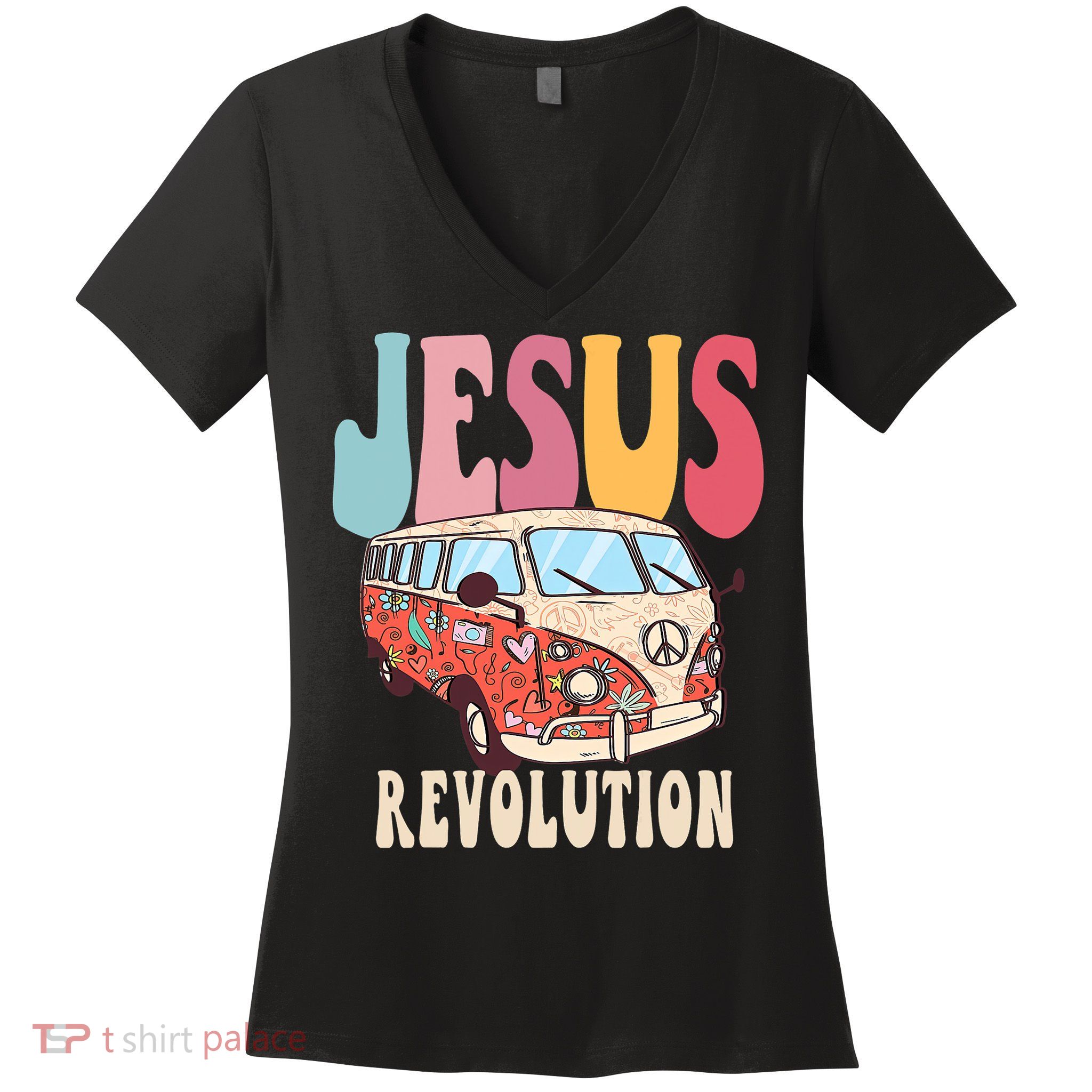 Boho Jesus Revolution, Christian Faith Based Jesus Costume Women's V-Neck T-Shirt