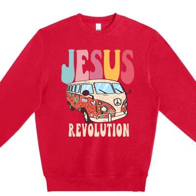 Boho Jesus Revolution, Christian Faith Based Jesus Costume Premium Crewneck Sweatshirt