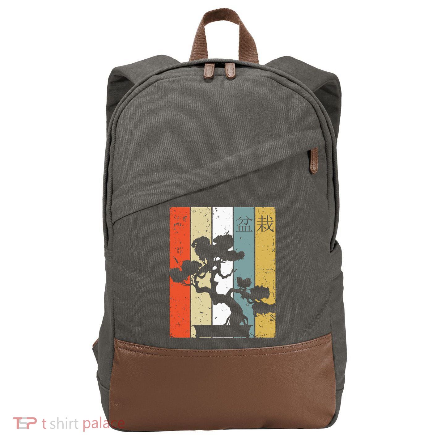 Bonsai Japanese Retro Bonsai Tree Cotton Canvas Backpack