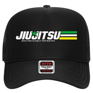 BJJ Jiu-Jitsu Rolling is Half the Battle funny Judo High Crown Mesh Back Trucker Hat