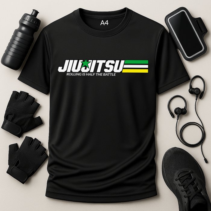 BJJ Jiu-Jitsu Rolling is Half the Battle funny Judo Cooling Performance Crew T-Shirt