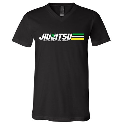 BJJ Jiu-Jitsu Rolling is Half the Battle funny Judo V-Neck T-Shirt