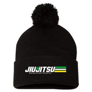 BJJ Jiu-Jitsu Rolling is Half the Battle funny Judo Pom Pom 12in Knit Beanie