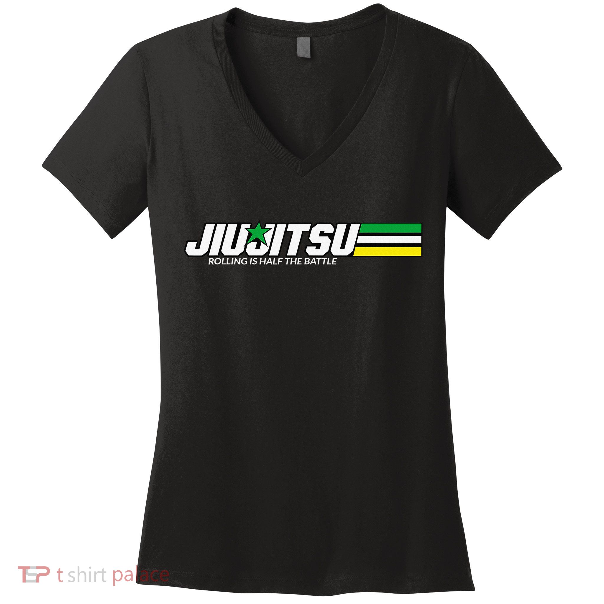 BJJ Jiu-Jitsu Rolling is Half the Battle funny Judo Women's V-Neck T-Shirt