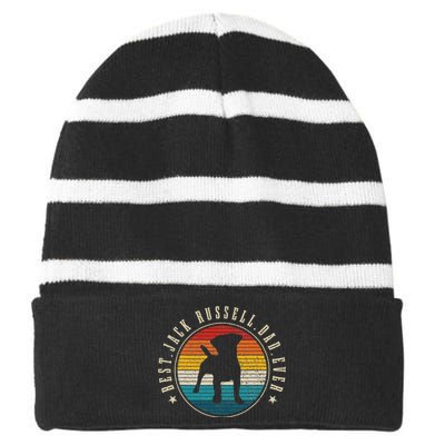 Best Jack Russell Dad Ever Dog Vintage Jack Russell Striped Beanie with Solid Band