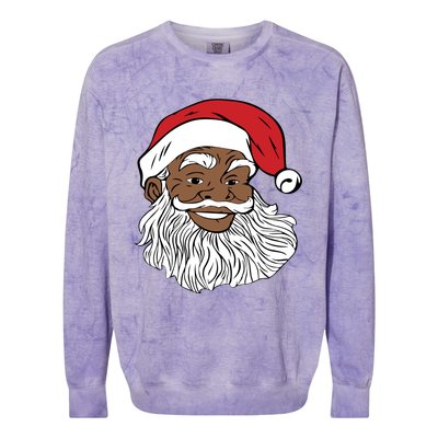 Black Jolly Santa Cute Gift Fun African American Santa Colorblast Crewneck Sweatshirt