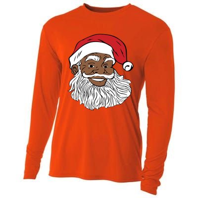 Black Jolly Santa Cute Gift Fun African American Santa Cooling Performance Long Sleeve Crew