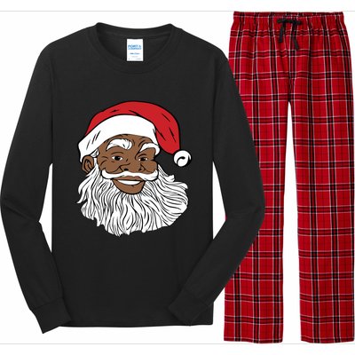 Black Jolly Santa Cute Gift Fun African American Santa Long Sleeve Pajama Set