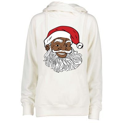 Black Jolly Santa Cute Gift Fun African American Santa Womens Funnel Neck Pullover Hood