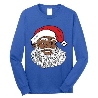 Black Jolly Santa Cute Gift Fun African American Santa Long Sleeve Shirt