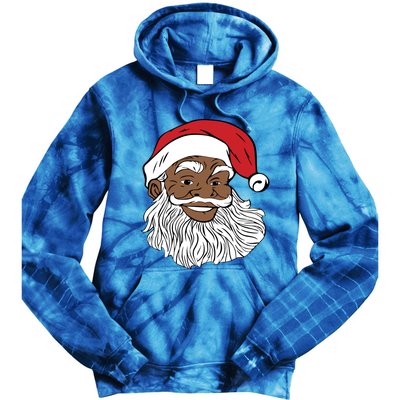 Black Jolly Santa Cute Gift Fun African American Santa Tie Dye Hoodie