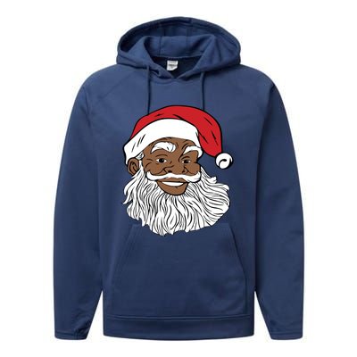 Black Jolly Santa Cute Gift Fun African American Santa Performance Fleece Hoodie