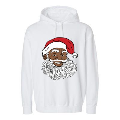 Black Jolly Santa Cute Gift Fun African American Santa Garment-Dyed Fleece Hoodie