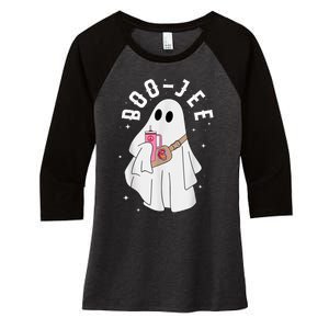 Boo Jee Spooky Season Cute Ghost Halloween Costume Boujee Women's Tri-Blend 3/4-Sleeve Raglan Shirt