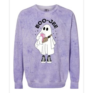 Boo Jee Spooky Season Cute Ghost Halloween Costume Boujee BooJee Colorblast Crewneck Sweatshirt