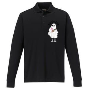 Boo Jee Spooky Season Cute Ghost Halloween Costume Boujee BooJee Performance Long Sleeve Polo