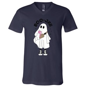 Boo Jee Spooky Season Cute Ghost Halloween Costume Boujee BooJee V-Neck T-Shirt