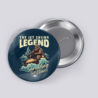 Bigfoot Jet Skiing Watercraft Rider Sasquatch Jet Skiing Button