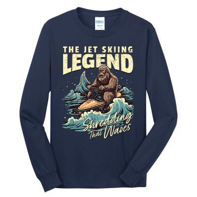 Bigfoot Jet Skiing Watercraft Rider Sasquatch Jet Skiing Tall Long Sleeve T-Shirt