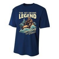 Bigfoot Jet Skiing Watercraft Rider Sasquatch Jet Skiing Performance Sprint T-Shirt