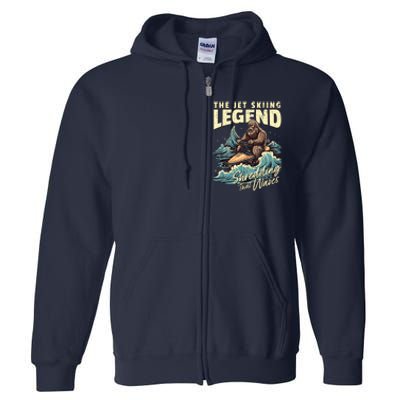 Bigfoot Jet Skiing Watercraft Rider Sasquatch Jet Skiing Full Zip Hoodie