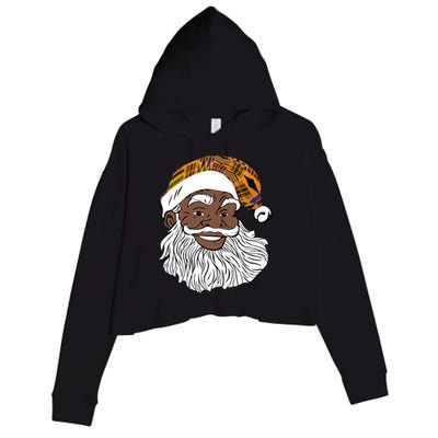 Black Jolly Santa African American Santa Kente Gift Crop Fleece Hoodie