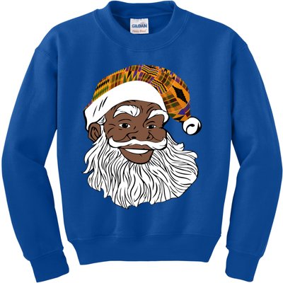 Black Jolly Santa African American Santa Kente Gift Kids Sweatshirt